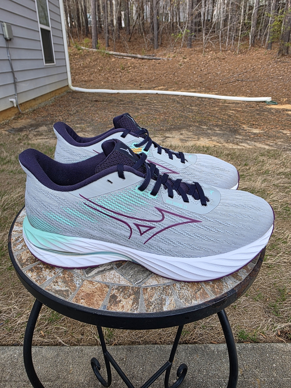 Mizuno Wave Inspire 21 J1GD254473 Pearl Blue/Purple Running Shoes Women Sz 10.5